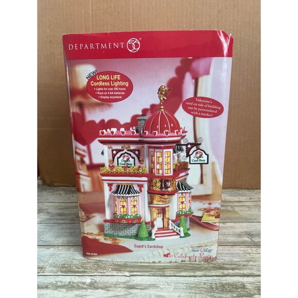 Dept 56 Cupid's Cardshop Ceramic Valentine's House in Box w/FLAWS - Picture 3 of 16